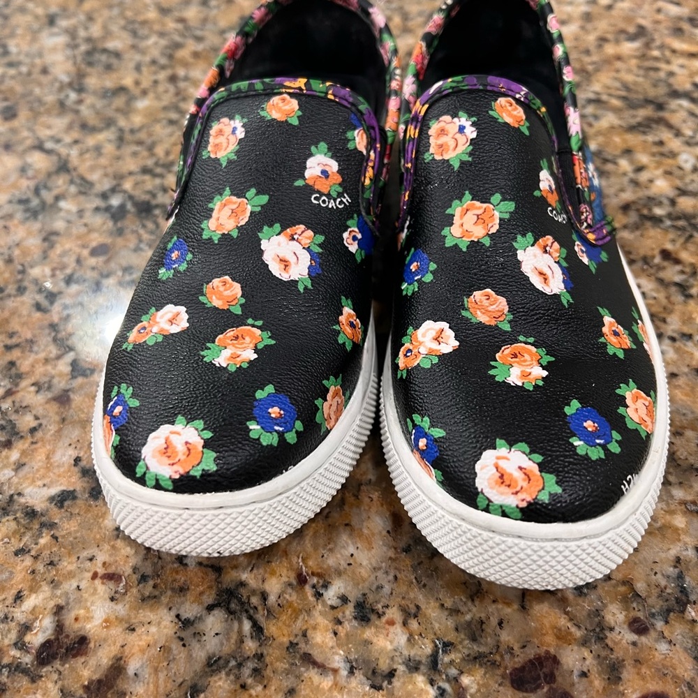 Coach Black Floral Slip-On Sneakers Loafers - Picture 5 of 5
